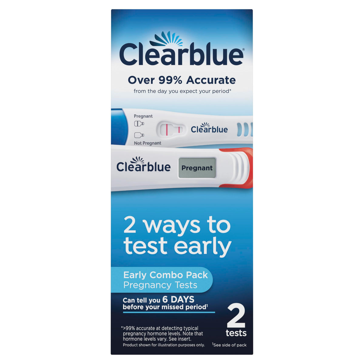 Premium imported Clearblue Pregnancy Test Combo Pack—accurate results to test early, includes 2 tests.