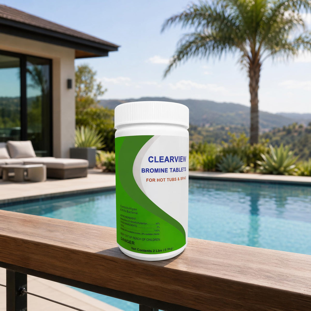 Premium imported ClearView Bromine Tablets for spas ensure crystal-clear water. Available at Curat Cart for optimal hot tub care.