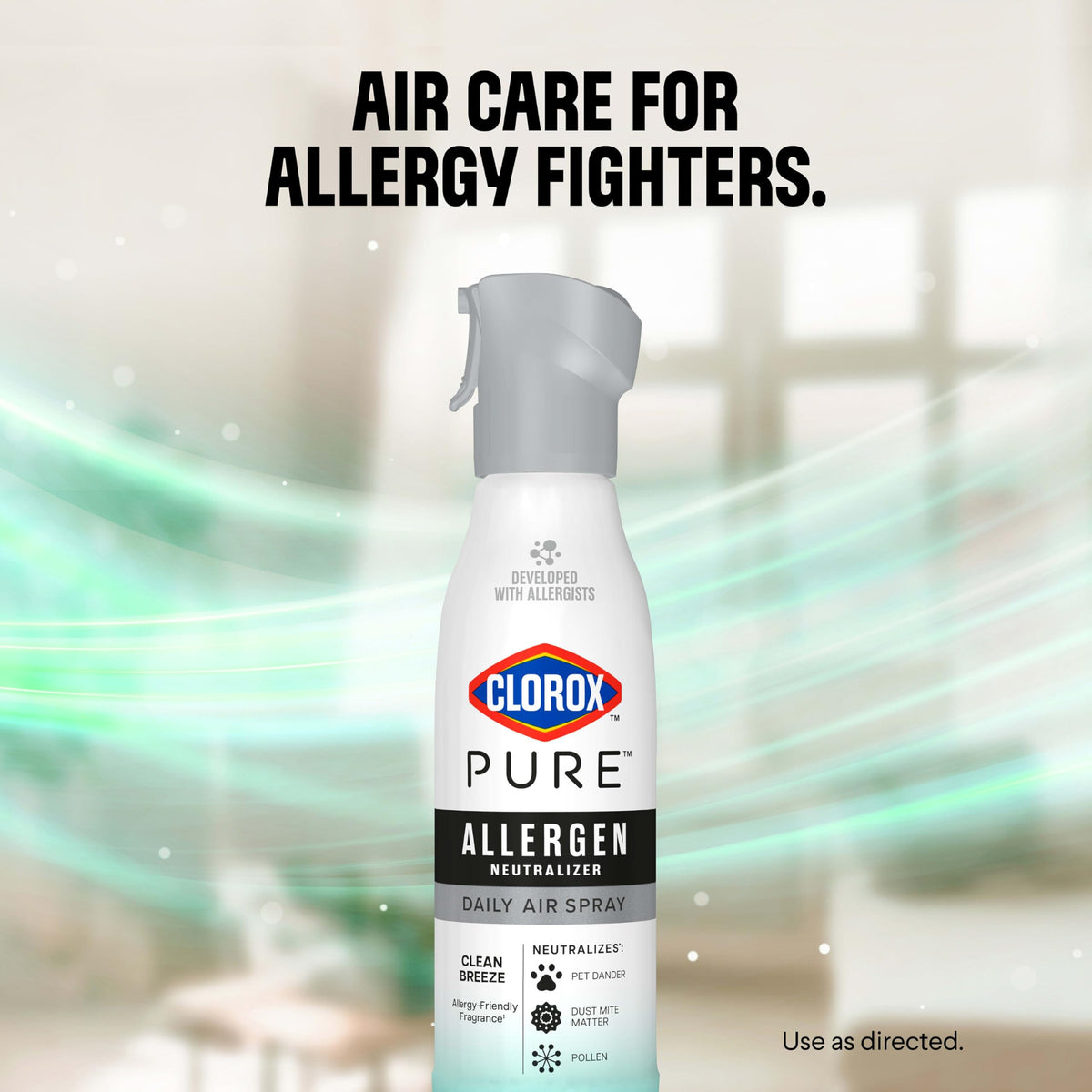 Clorox PURE Allergen Neutralizer spray for clean air, verified by CuratCart to help allergy sufferers breathe easier.