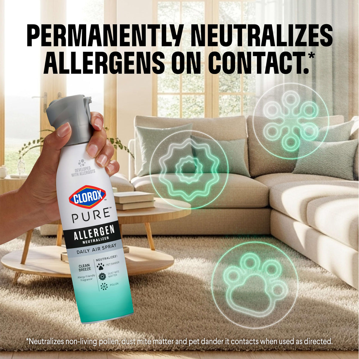 Clorox PURE Allergen Neutralizer spray available in India. Order online for effective allergen control today.