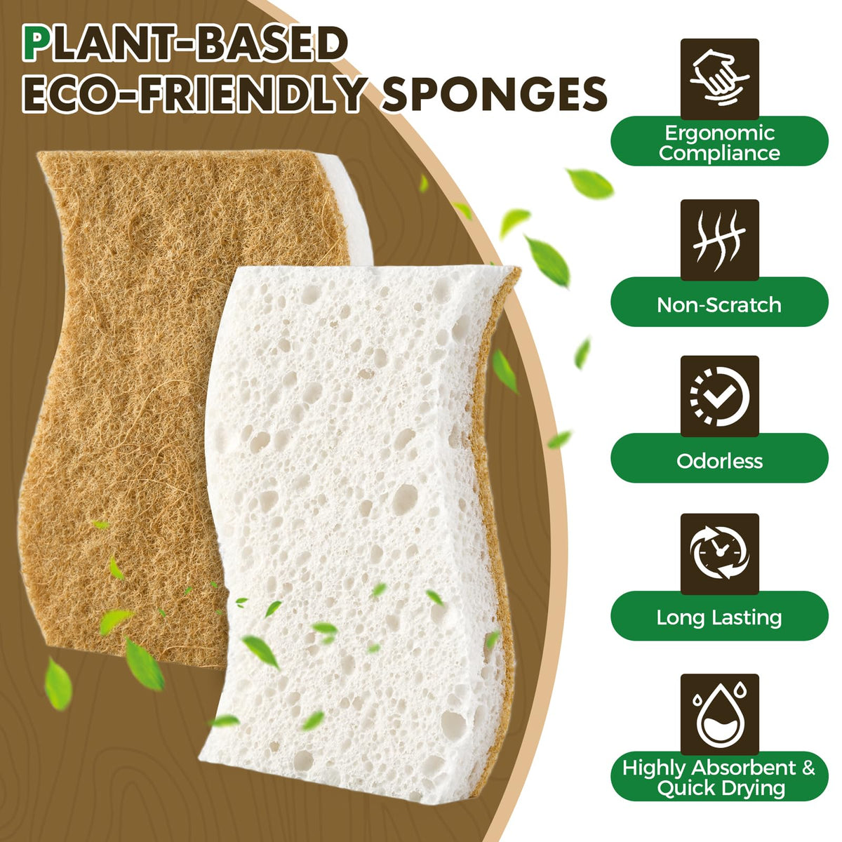 COBETE biodegradable kitchen sponges in eco-friendly packaging, highly absorbent and quick drying. Available at Curat Cart.