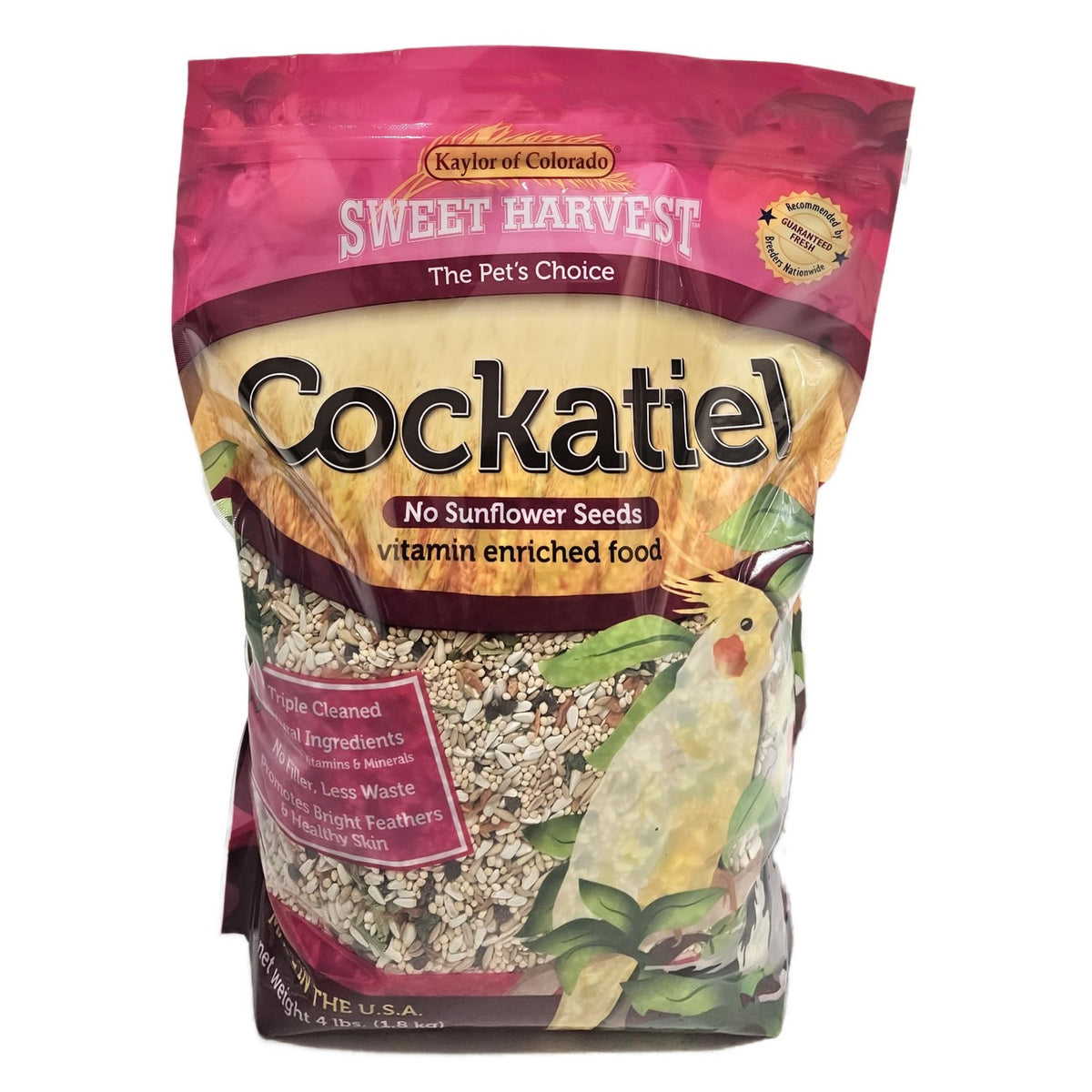 Premium imported Cockatiel Bird Food Seed Mix with no sunflower seeds, enriched for vibrant feathers. Available at Curat Cart.