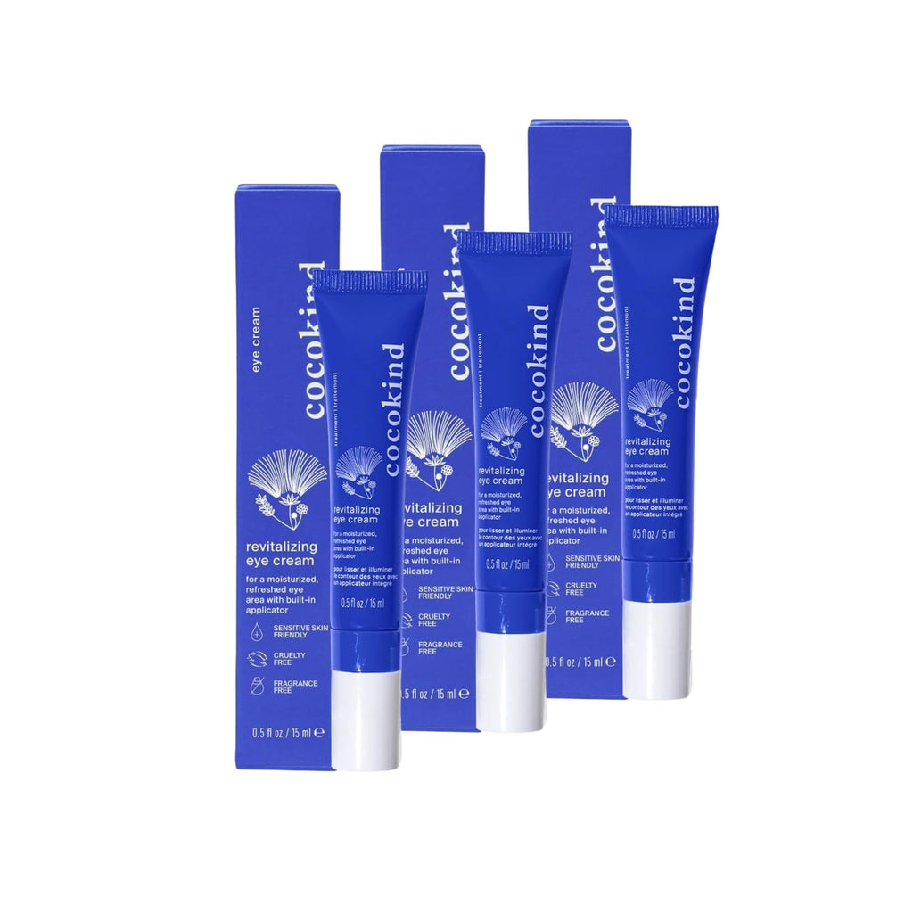Cocokind Revitalizing Eye Cream in blue packaging, 0.5 Fl. Oz, enriched for brightening. Verified by CuratCart.