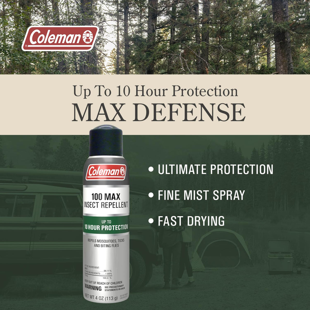 Coleman 100% DEET Insect Repellent offers ultimate protection with fine mist spray. 100% Authentic, available at Curat Cart in India.