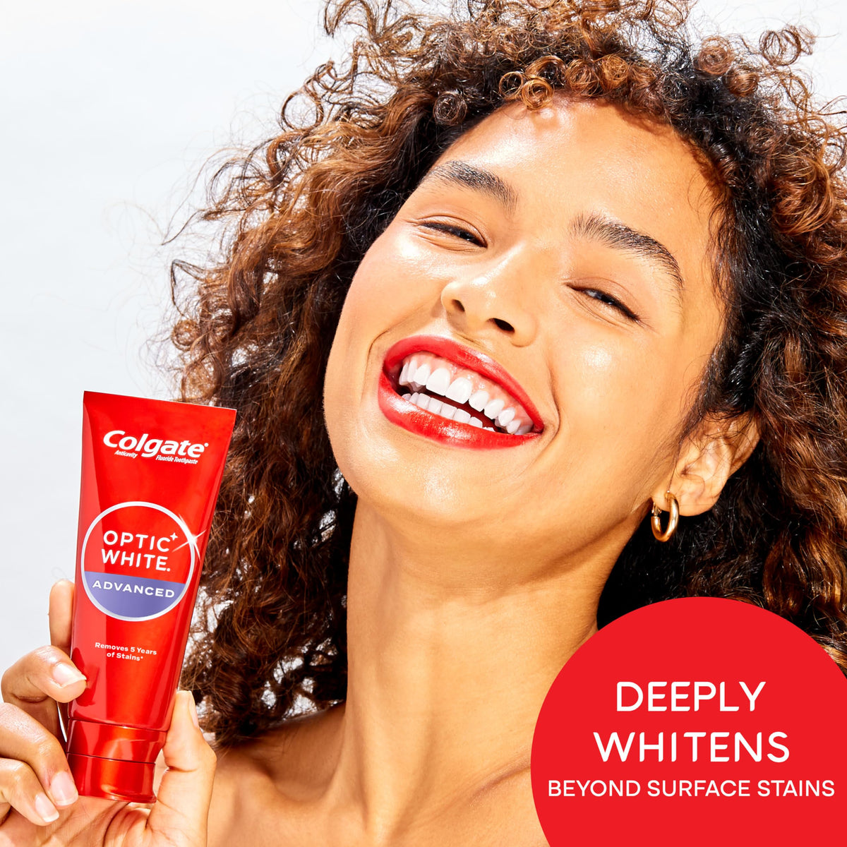 Colgate Optic White Toothpaste, a premium imported product, deeply whitens beyond surface stains for a radiant smile.