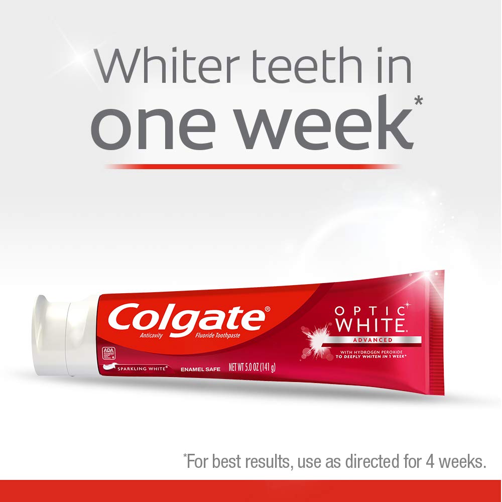 Colgate Optic White Toothpaste promises whiter teeth in one week, exclusively available at Curat Cart for premium oral care.