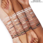 Showcasing swatches from the ColourPop Stone Cold Fox Eyeshadow Palette; authentic shades on diverse skin tones, stunning neutrals.