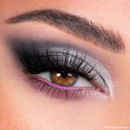 Close-up of a dramatic smoky eye using ColourPop Stone Cold Fox Palette, showcasing shimmering silver and bold contrast.