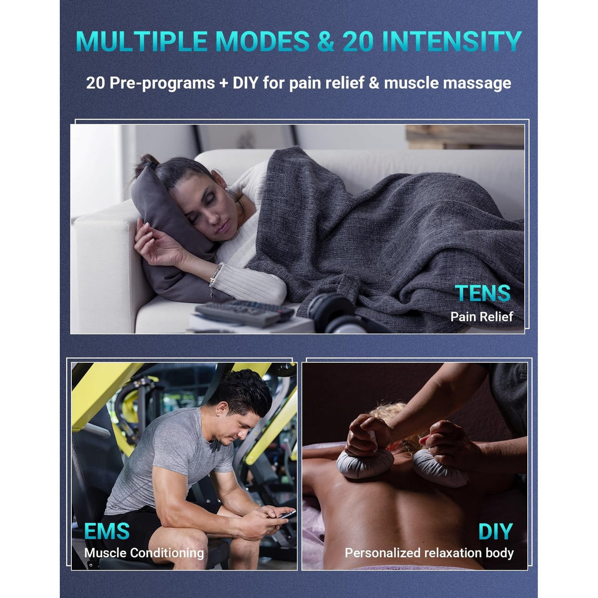 Comfytemp TENS Unit Muscle Stimulator offers 20 pre-programs for pain relief and muscle massage. 100% Authentic, available at Curat Cart.