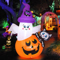Premium imported Halloween inflatables featuring a ghost, cat, and pumpkin, perfect for festive decor. Available at Curat Cart.