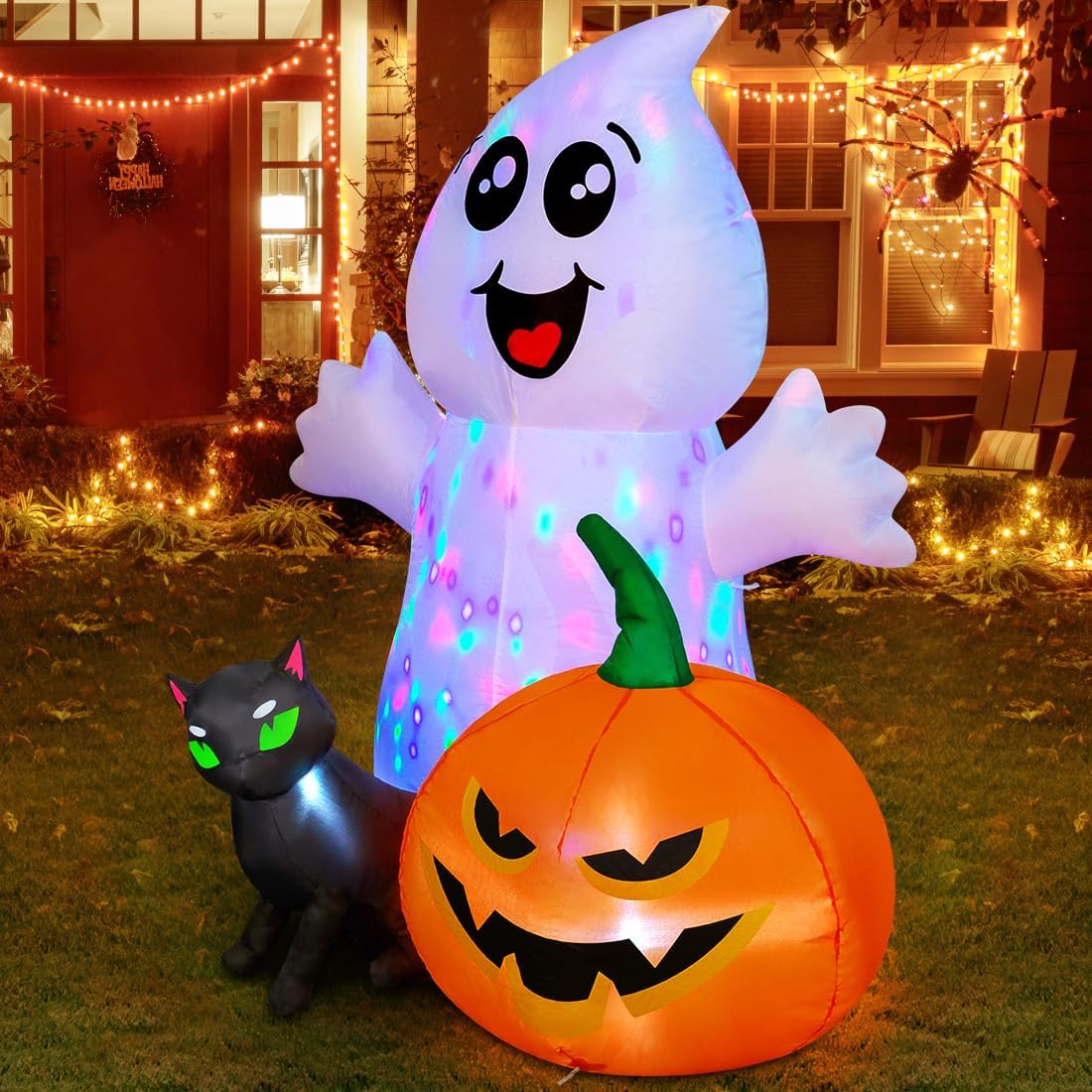 Delightful Halloween Inflatable Ghost Decoration with colorful lights, available at Curat Cart, 100% Authentic in India.