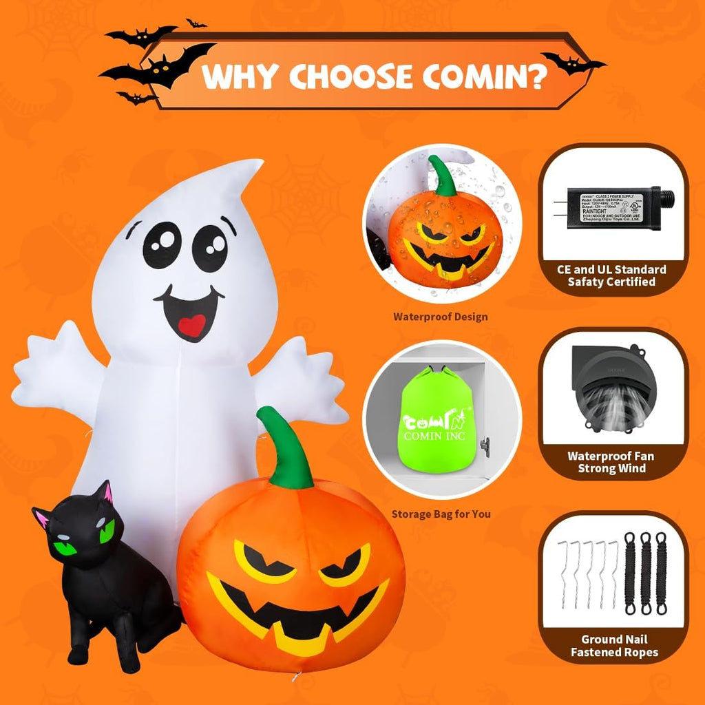 Premium imported Halloween Inflatable Ghost Decoration, featuring waterproof design and storage bag. Shop at Curat Cart for festive charm.