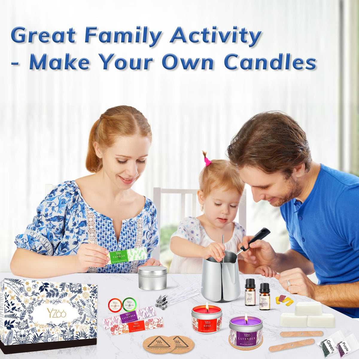Engaging candle making kit for beginners in high-quality packaging, perfect for family activities. Available at Curat Cart.
