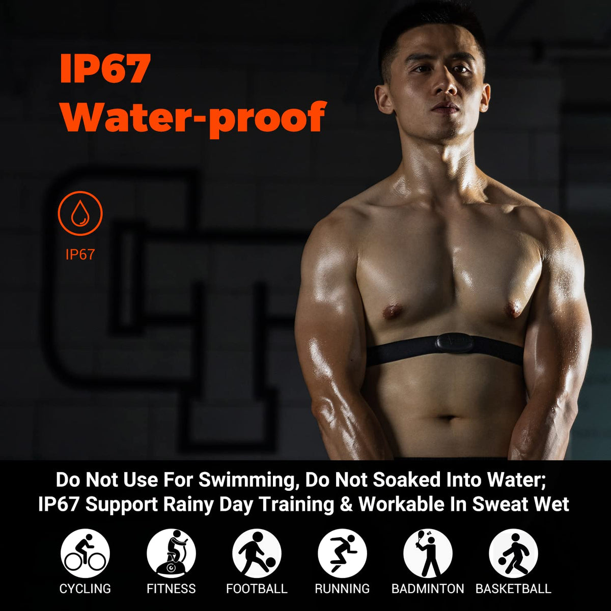 COOSPO Heart Rate Monitor, specially curated by Curat Cart, showcases its waterproof features for optimal fitness training.