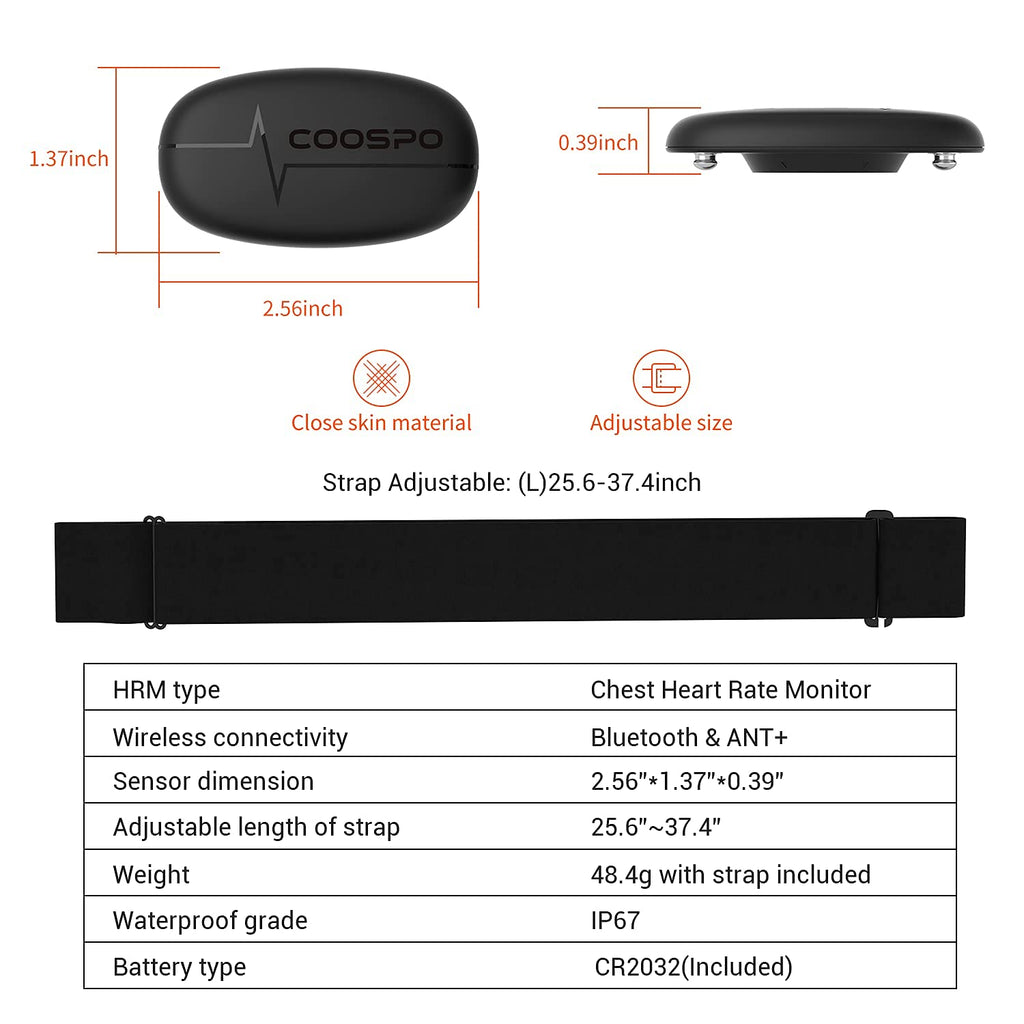 Experience premium fitness with the COOSPO Heart Rate Monitor, an imported device featuring Bluetooth connectivity and adjustable strap. Available at Curat Cart.