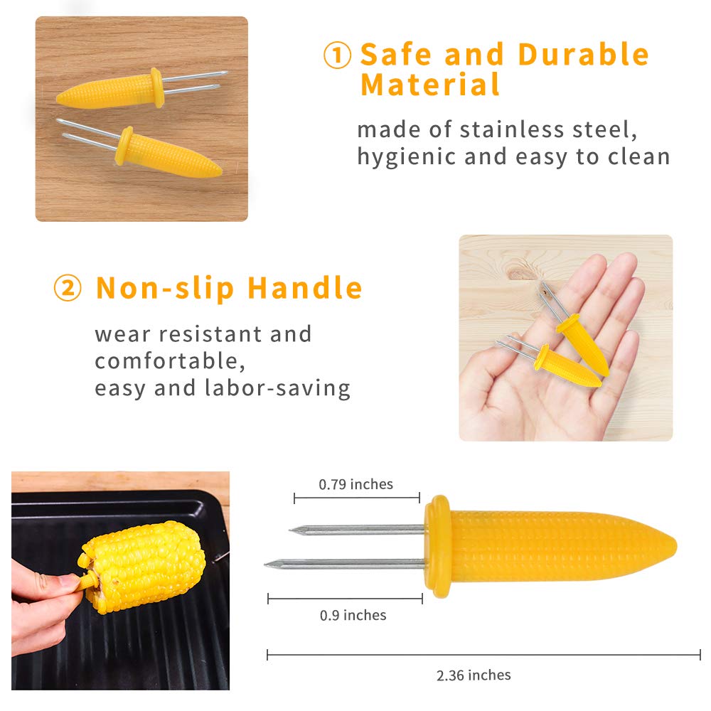 Stainless Steel Corn Holders Set with non-slip handles, safe and durable. 100% Authentic and available at Curat Cart in India.