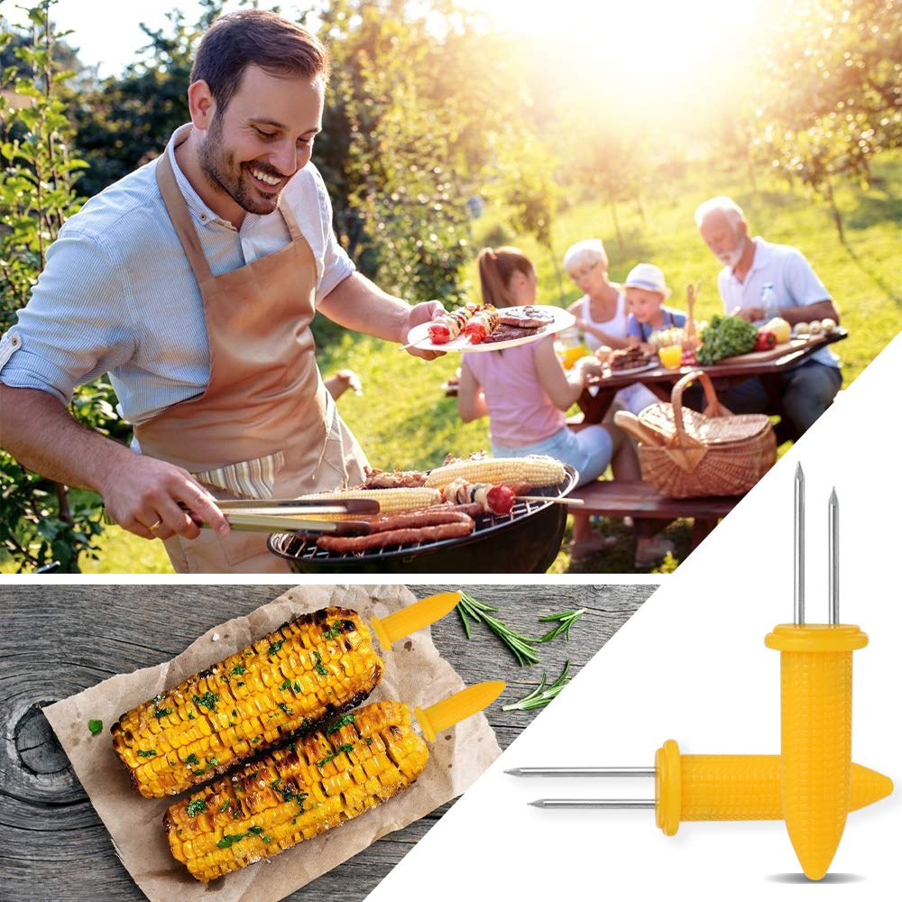 Stainless Steel Corn Holders Set for effortless grilling. 100% Authentic and available in India at Curat Cart.