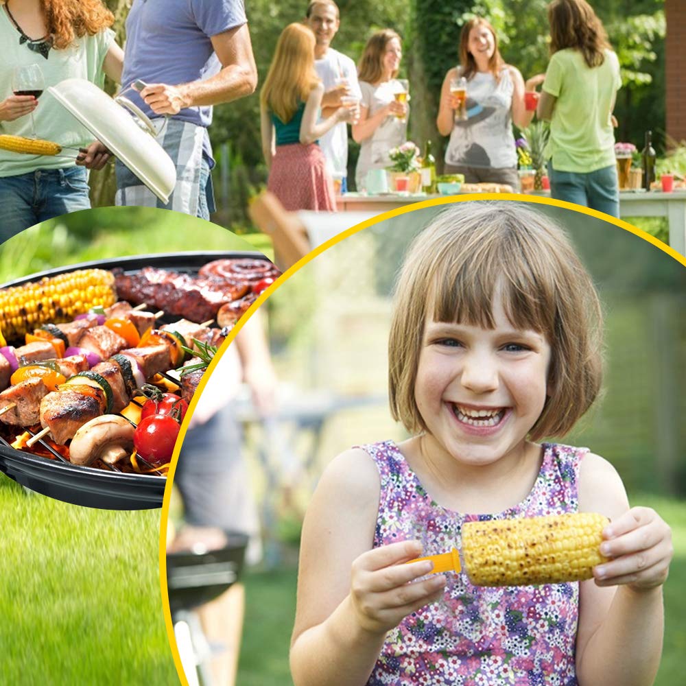 Premium imported stainless steel corn holders set, perfect for outdoor barbecues. Available at Curat Cart for a delightful grilling experience.
