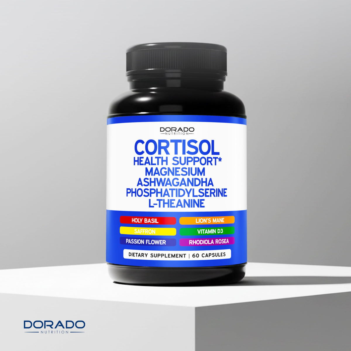 Cortisol supplements for balance featuring magnesium, ashwagandha, and vitamins. Perfect for daily use, available at Curat Cart.