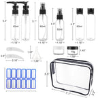 Cosywell 13-piece TSA compliant travel set, including various bottles and jars. Order online for convenient travel solutions.