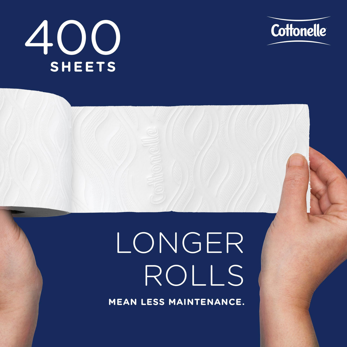 Cottonelle CleanCare Toilet Paper offers 400 sheets per roll, ensuring 100% Authentic quality, available at Curat Cart in India.