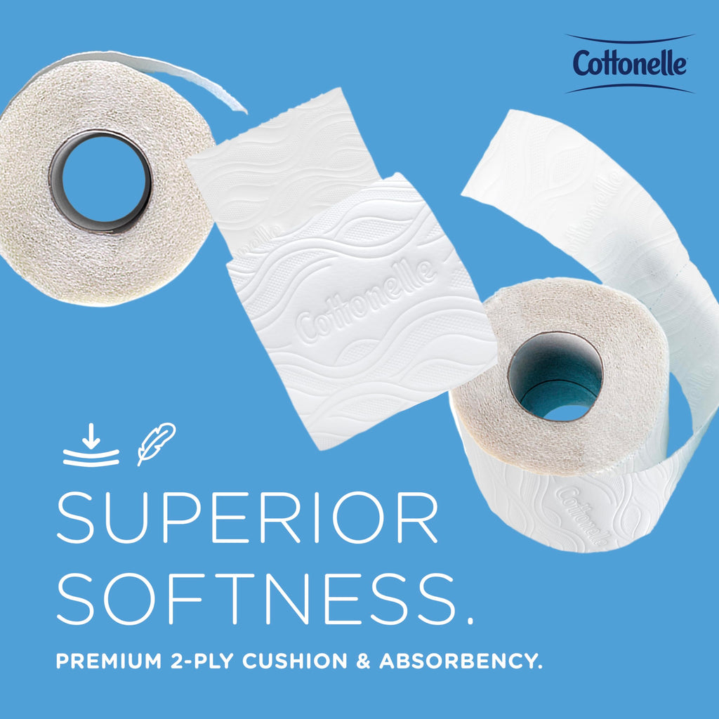 Experience premium imported Cottonelle CleanCare Toilet Paper, featuring superior softness and 2-ply cushion. Available at Curat Cart.
