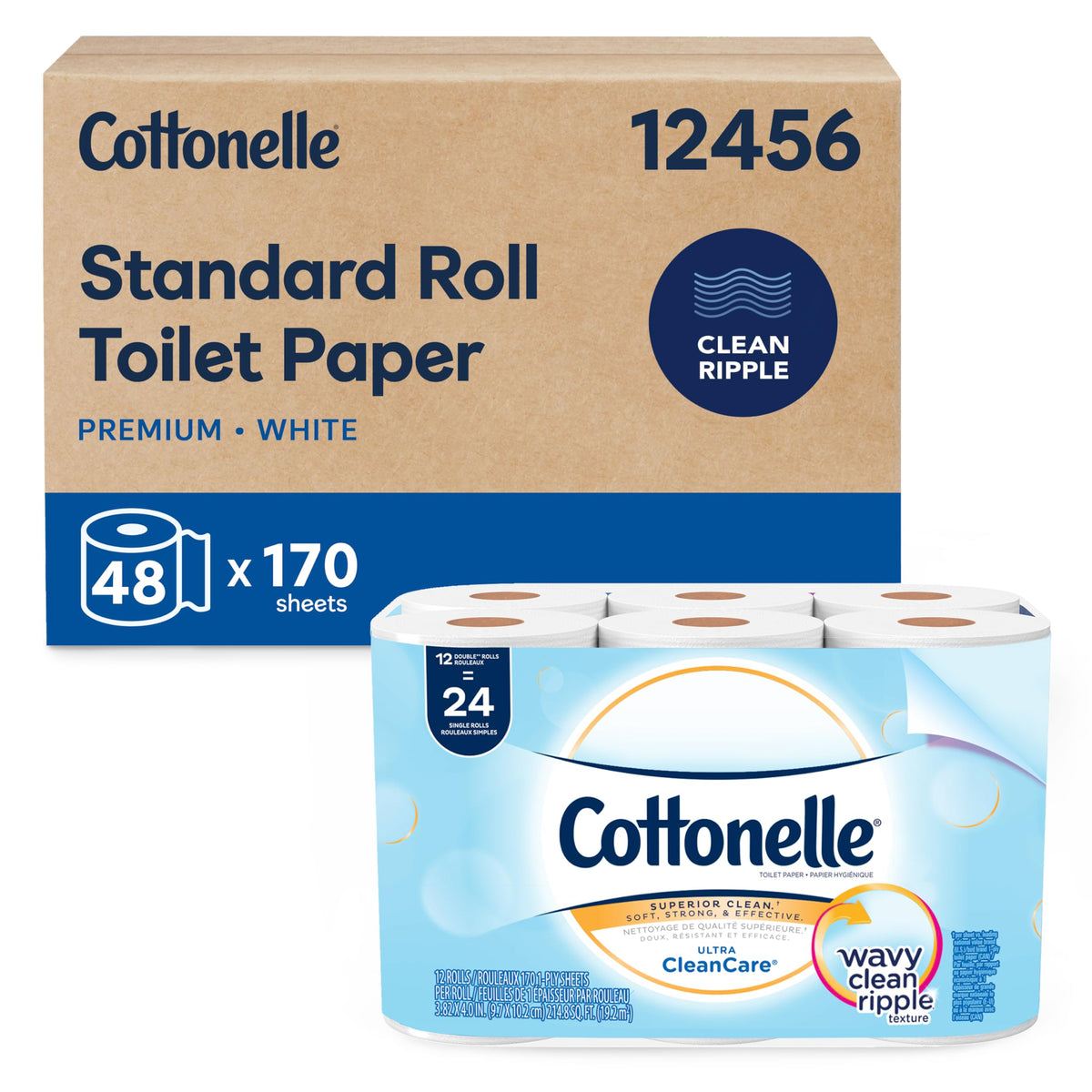 Cottonelle Professional Toilet Paper, a premium imported choice, offers superior cleanliness with 48 rolls, available at Curat Cart.