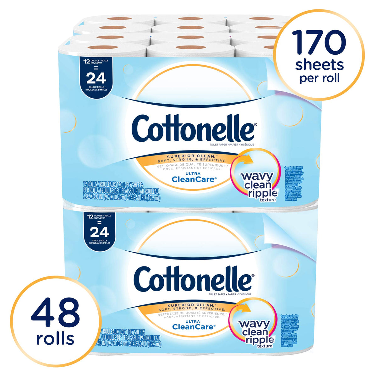 Cottonelle Professional Toilet Paper offers superior cleaning with 48 rolls, 170 sheets each. 100% Authentic, available at Curat Cart.