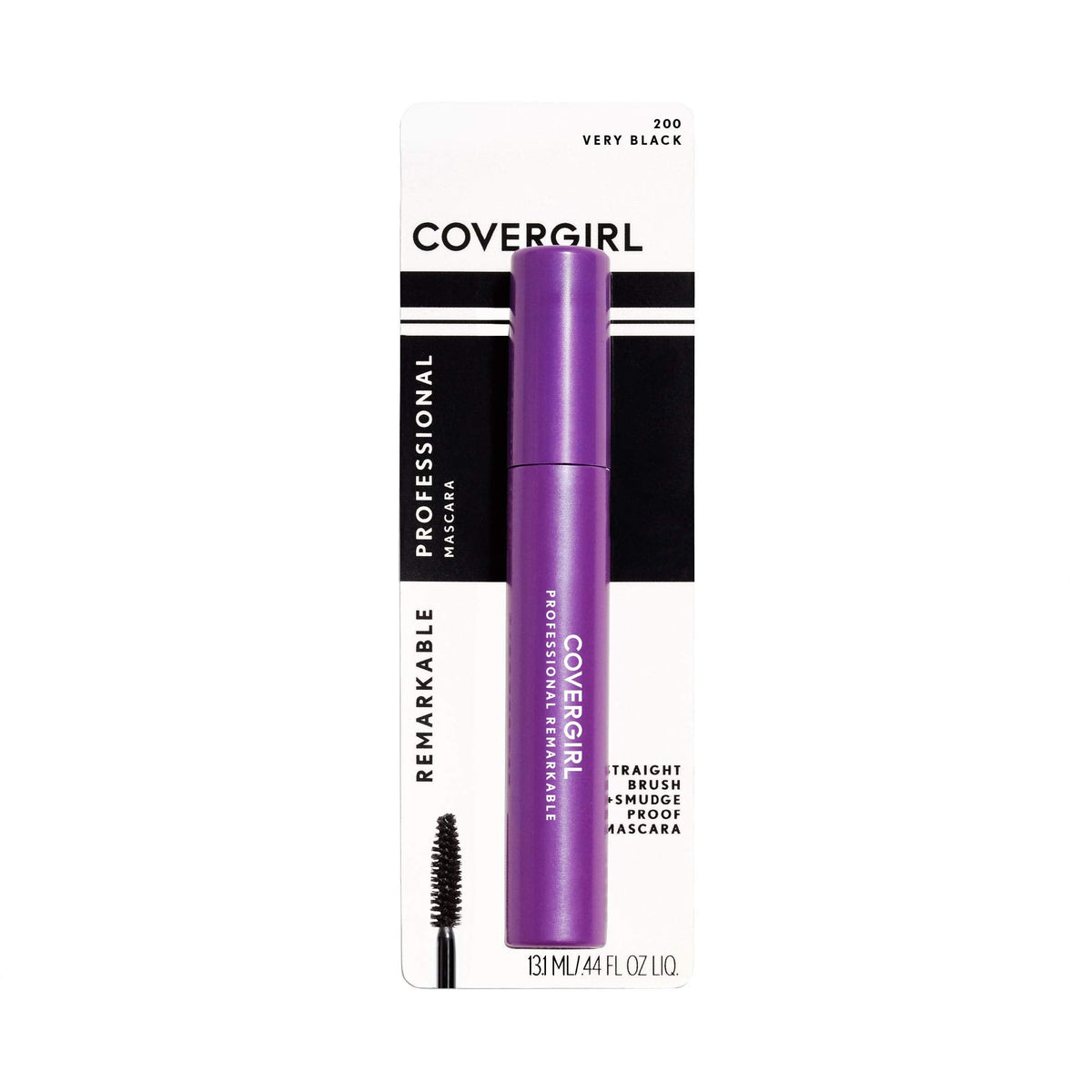 Covergirl Professional Remarkable Mascara in Very Black, showcasing 100% genuine product in sleek purple packaging.