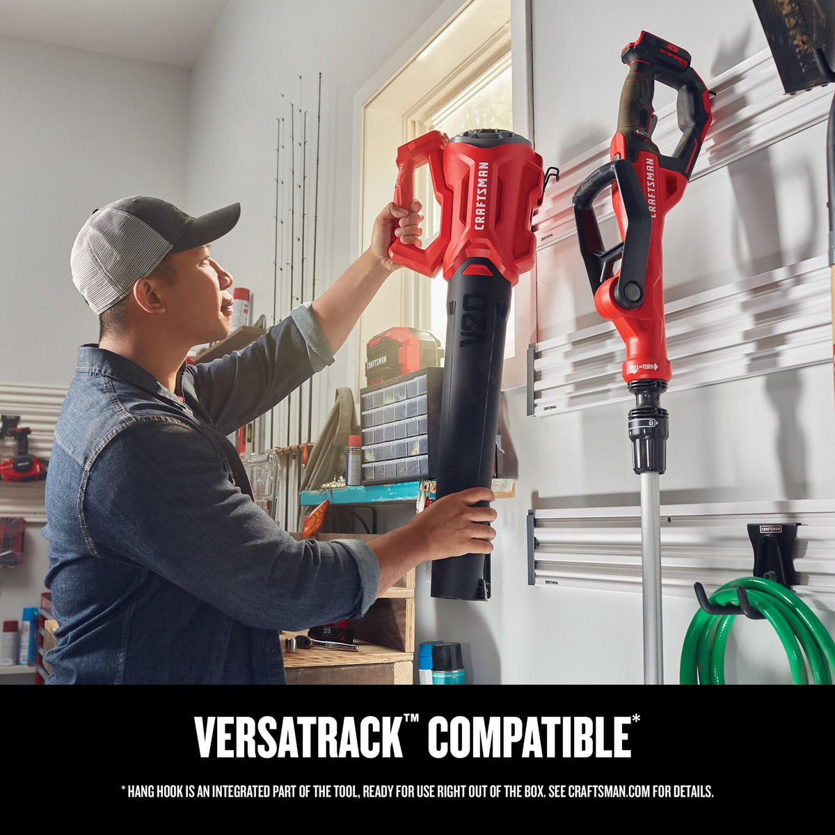 CRAFTSMAN Cordless Leaf Blower showcased as a premium import, demonstrating Versatrack compatibility at Curat Cart. Perfect for effortless yard maintenance.