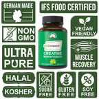 Creapure Creatine Monohydrate capsules, 100% Authentic, available in India at Curat Cart for muscle recovery and performance.
