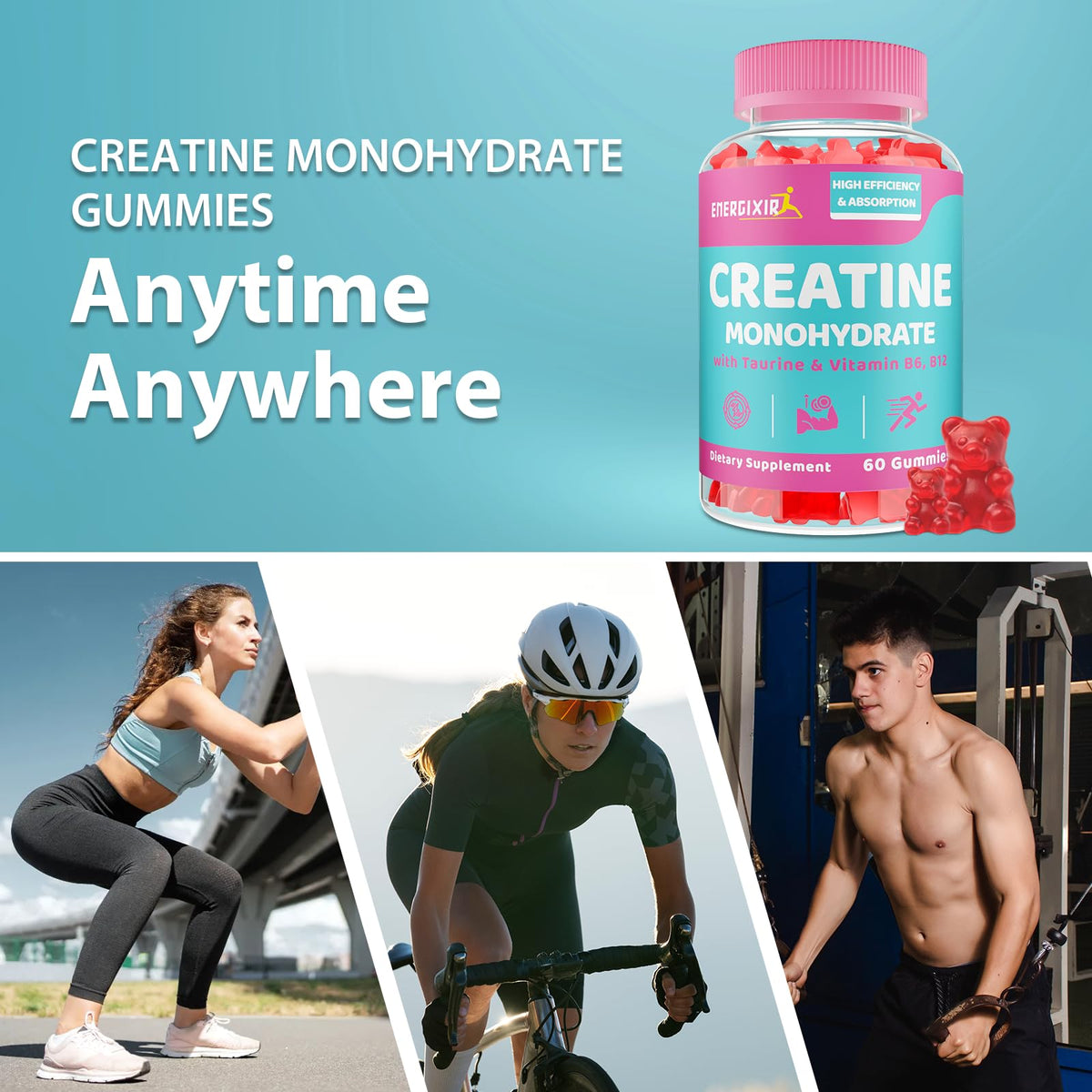 Creatine Gummies for Women with Vitamin D, ideal for fitness enthusiasts. 100% Authentic, available at Curat Cart in India.