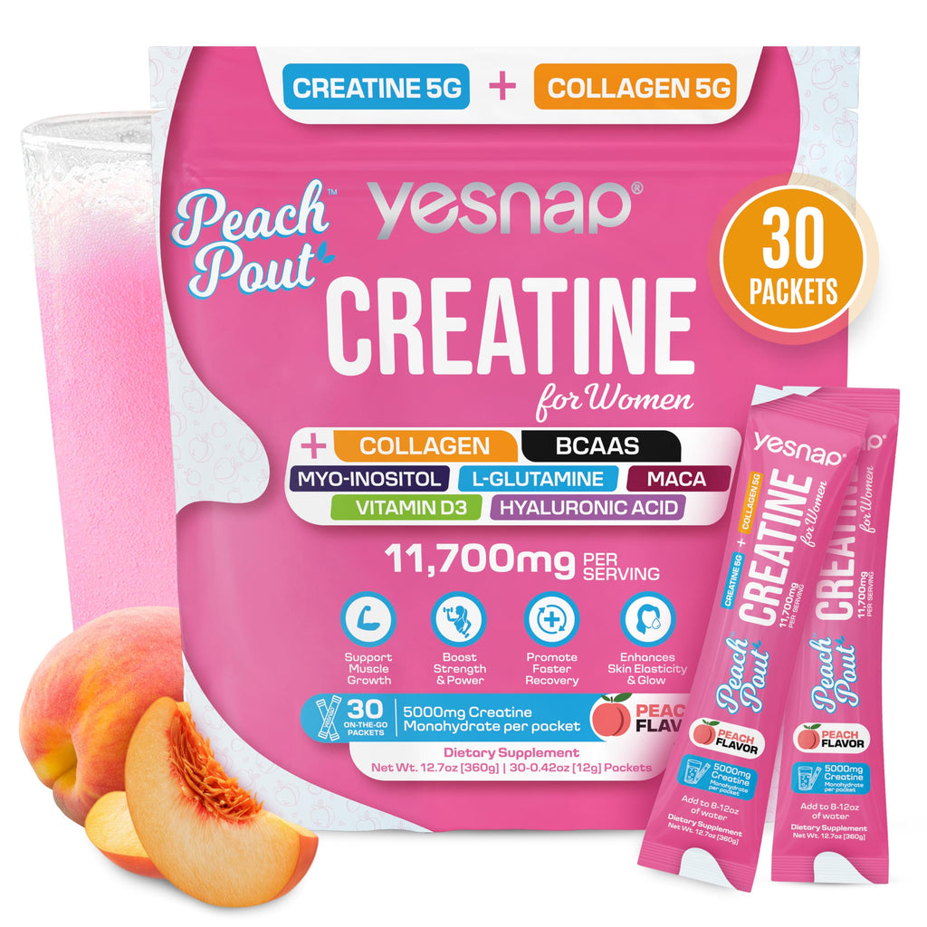 Premium imported Creatine for Women by Yesnap, featuring collagen, vitamins, and BCAAs. Available at Curat Cart.