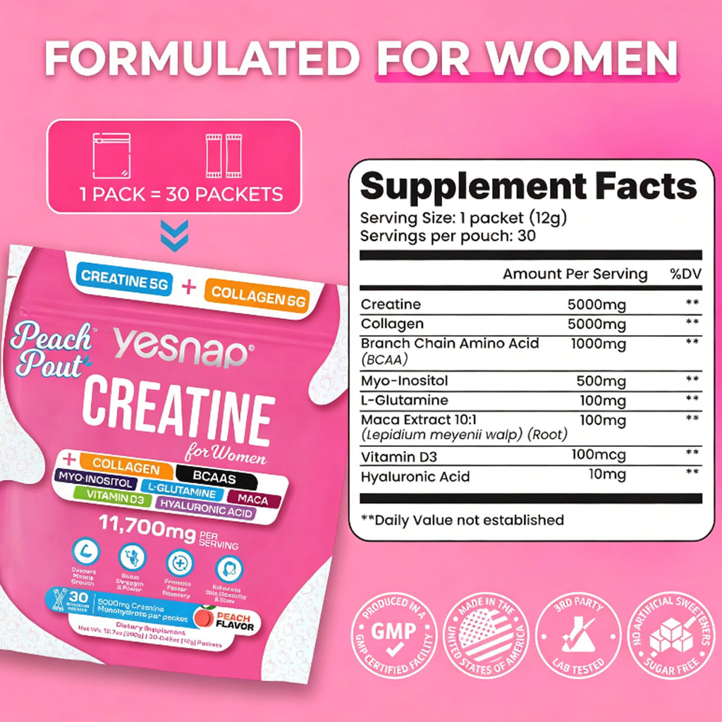 Premium imported Creatine for Women - Micronized Powder with collagen and BCAAs, available at Curat Cart for enhanced performance.