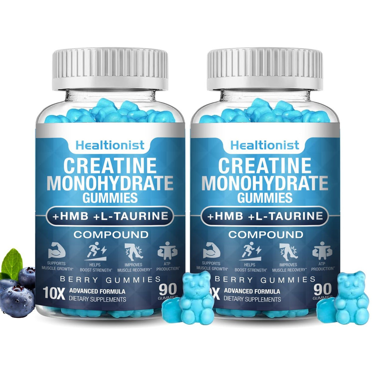 Creatine HMB Monohydrate Gummies by Healtionist, verified by CuratCart, boost muscle recovery and performance.