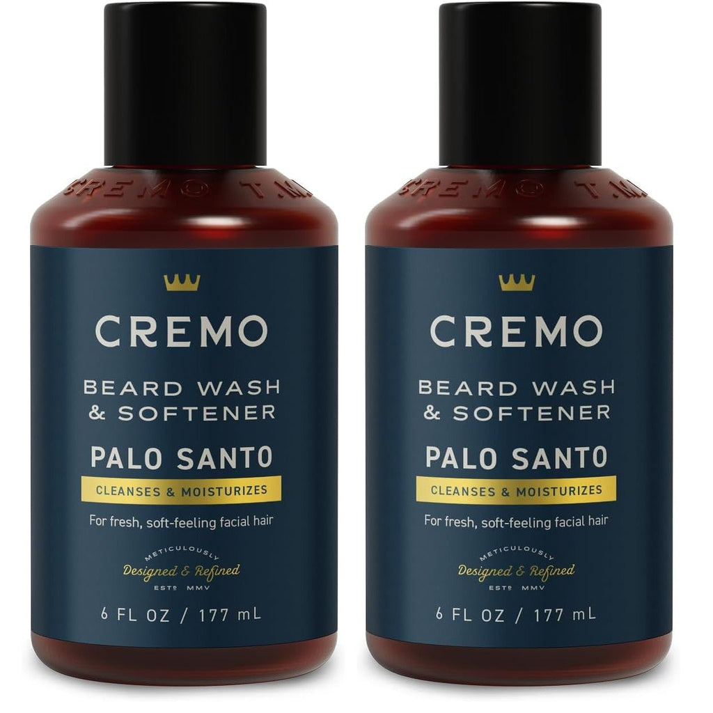 Premium imported Cremo beard wash & softener with Palo Santo. Cleanses and moisturizes for fresh, soft facial hair.
