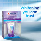 Crest 3DWhite Deep Stain Remover Toothpaste in official packaging offers dazzling mint flavor for whiter teeth in just 1 day. Available at Curat Cart.