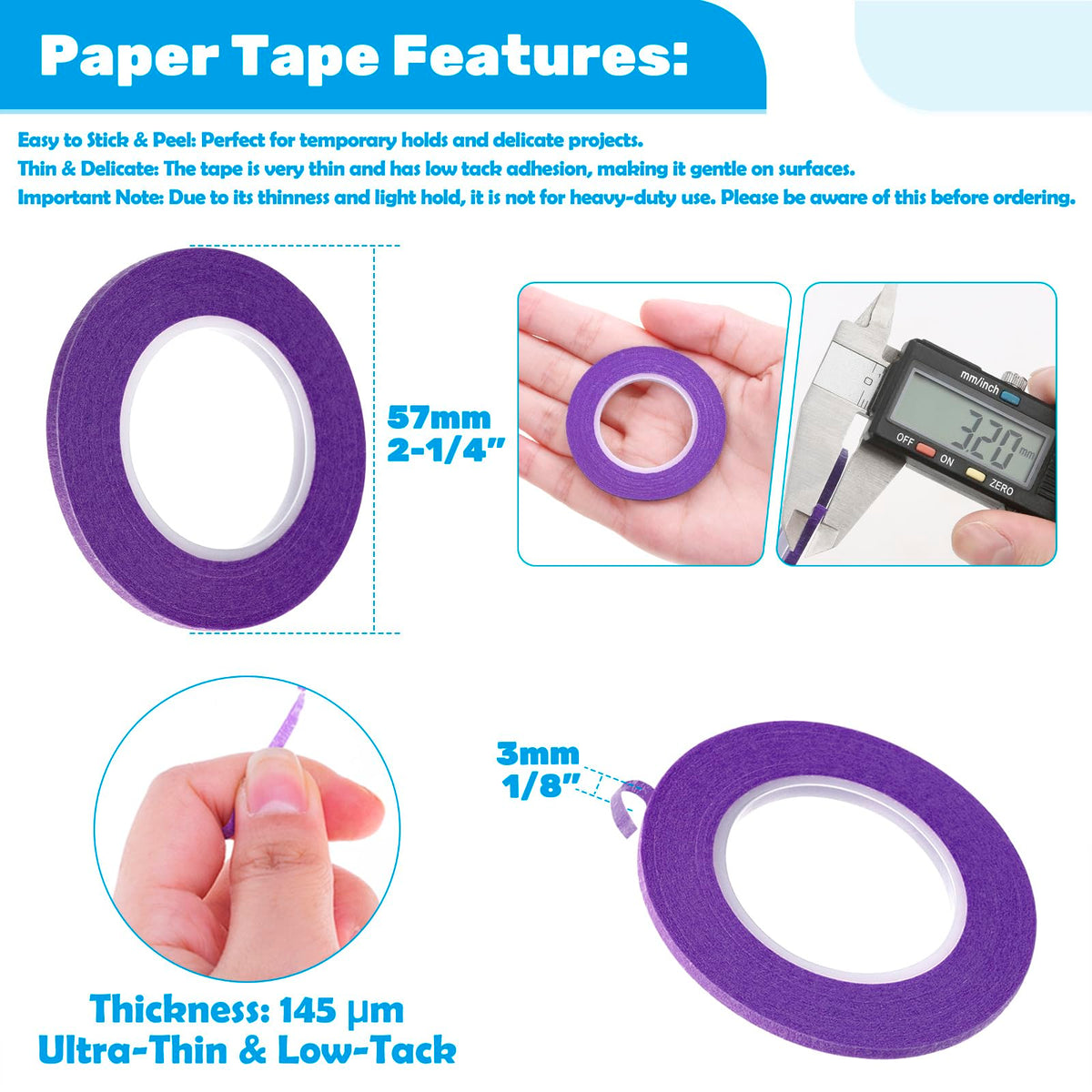 Cridoz Whiteboard Tape in official packaging, featuring ultra-thin, low-tack quality for delicate projects. Available at Curat Cart.