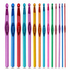 Premium imported crochet hooks set designed for arthritic hands, featuring vibrant colors and ergonomic design. Available at Curat Cart.