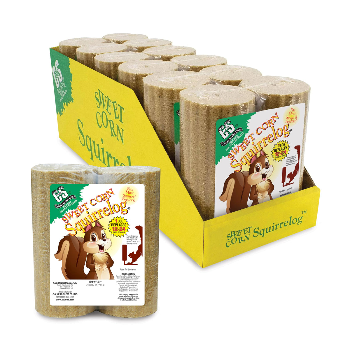 Discover the premium imported C&S Sweet Corn Squirrelog refill, perfect for attracting squirrels. Available at Curat Cart.