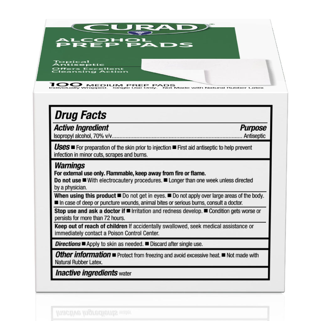 CURAD Alcohol Prep Pads offer premium imported antiseptic wipes for effective skin preparation. Available at Curat Cart.