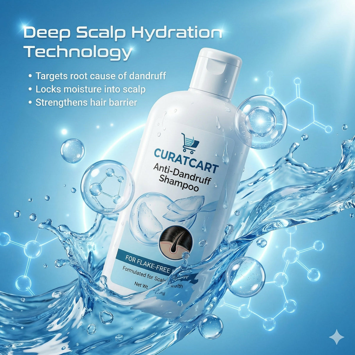 CURAT CART Anti-Dandruff Shampoo - Application & Usage Demonstration | buy online in India with doorstep delivery at Curat Ca