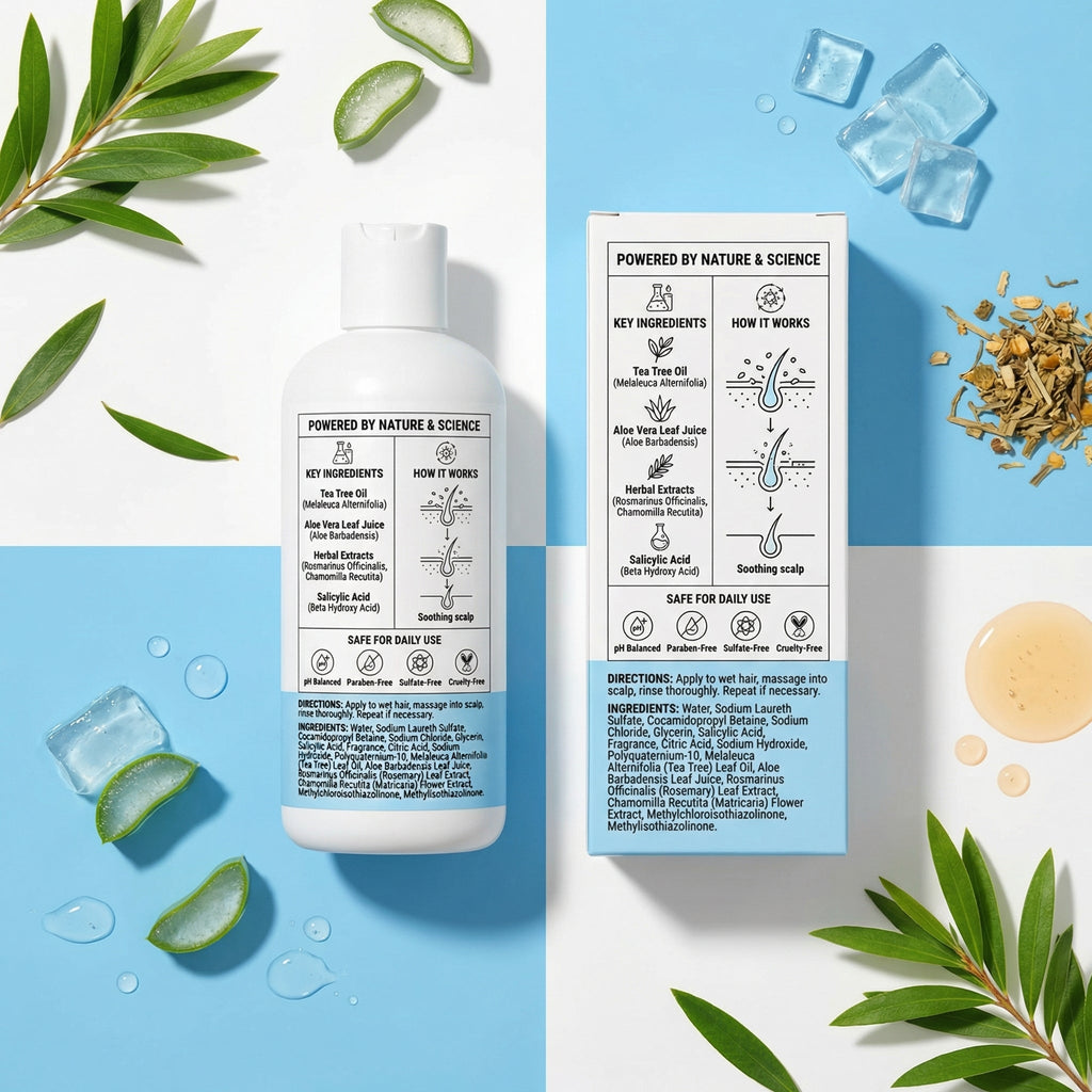 CURAT CART Anti-Dandruff Shampoo - Side Profile & Box Packaging | original imported packaging available on Curat Cart India
