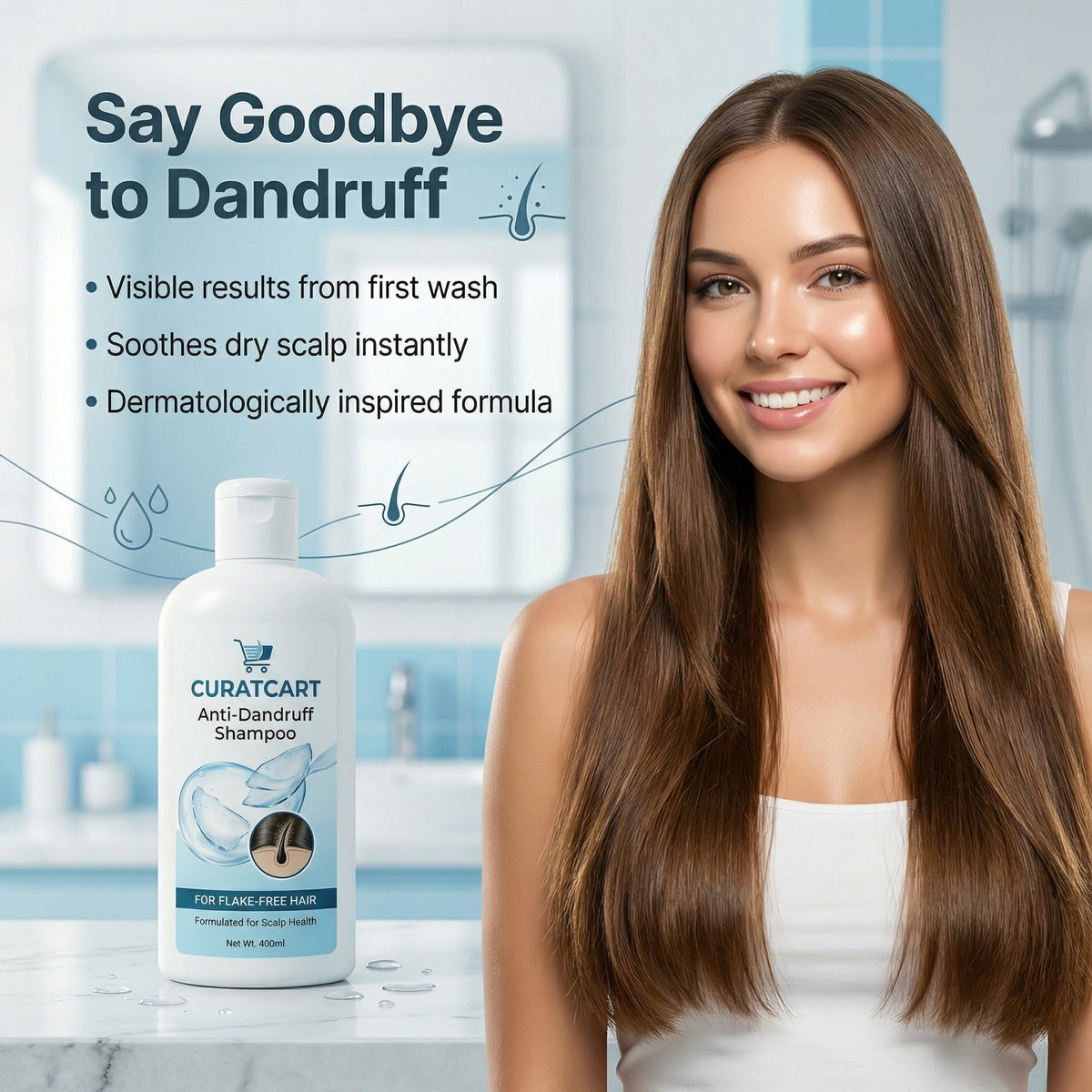 CURAT CART Anti-Dandruff Shampoo - Texture, Swatch & Consistency | fast dispatch across India from Curat Cart