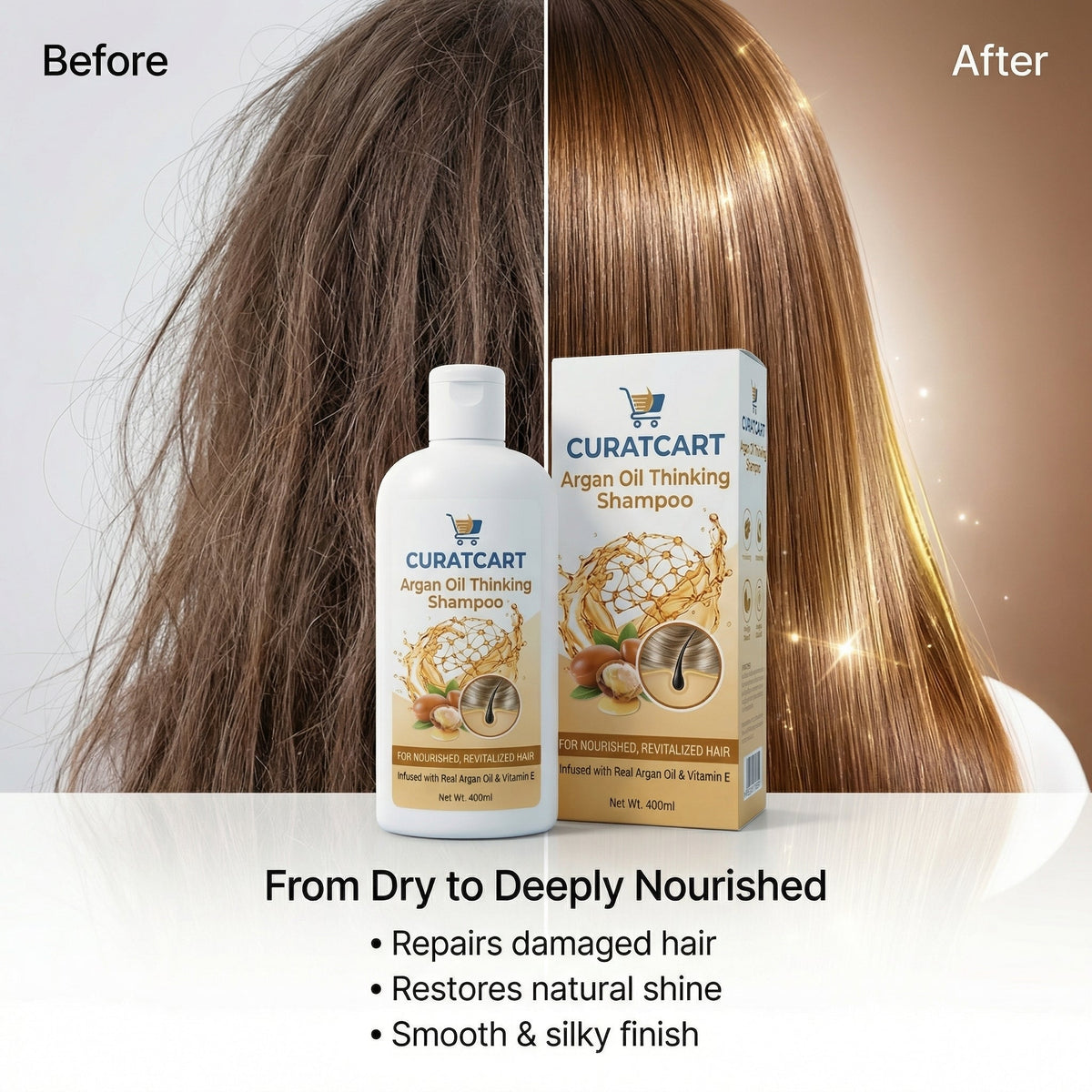 Curat Cart Argan Oil Shampoo - Back Label & Ingredients Details | buy 100% authentic product online in India via Curat Cart