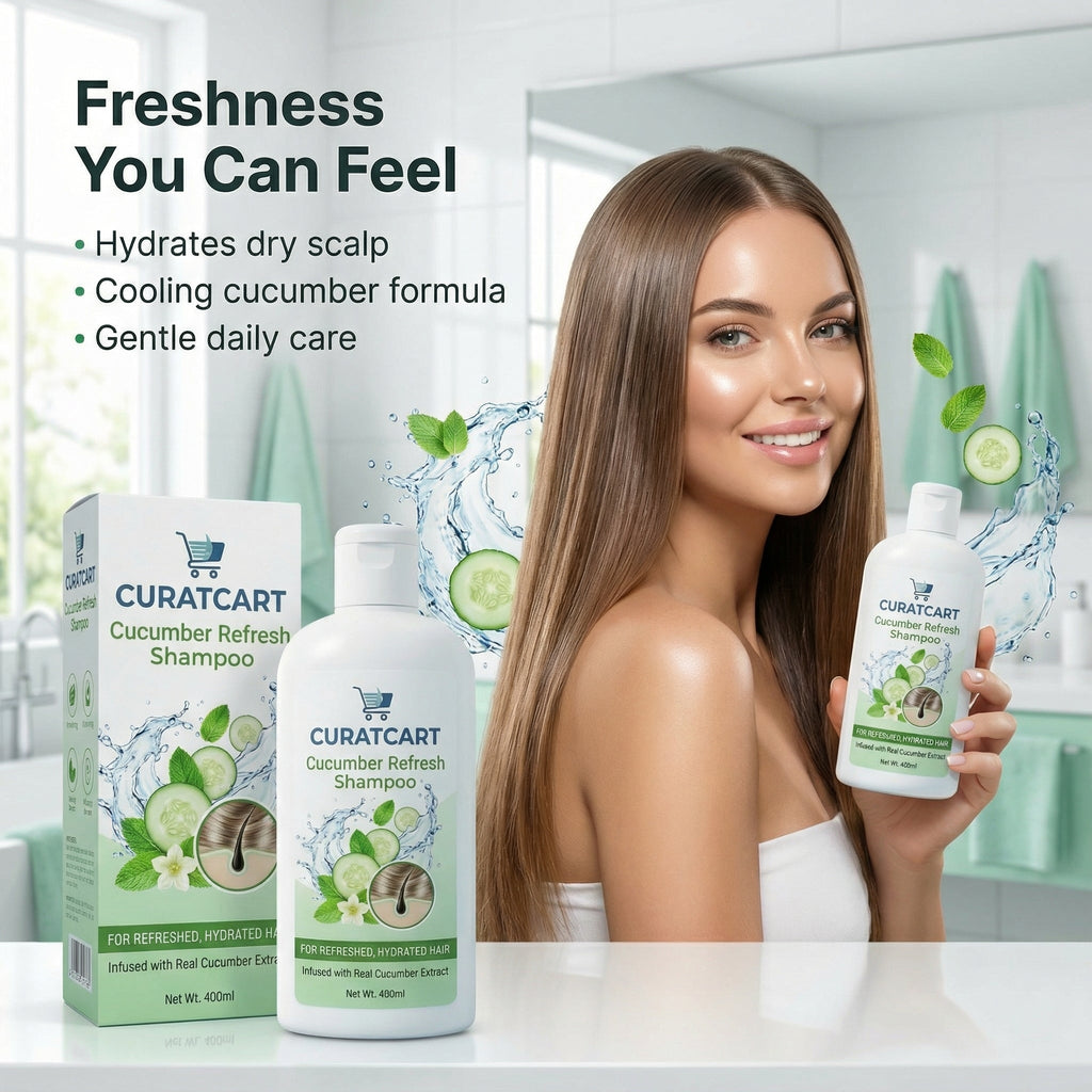 CURAT CART Cucumber Refresh Shampoo - Back Label & Ingredients Details | buy 100% authentic product online in India via Curat