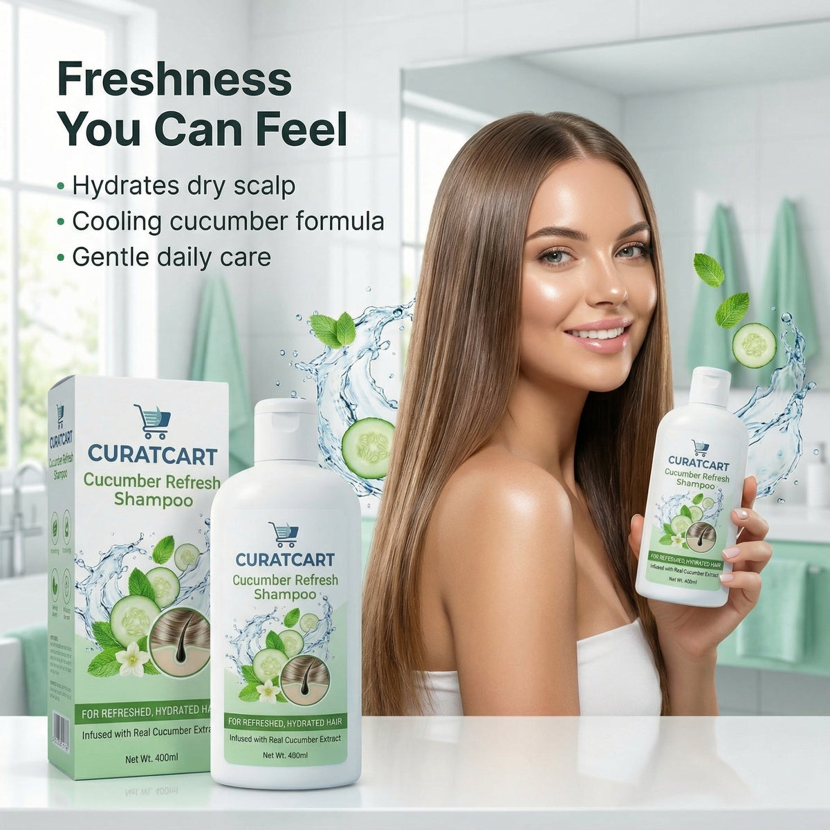 CURAT CART Cucumber Refresh Shampoo - Back Label & Ingredients Details | buy 100% authentic product online in India via Curat