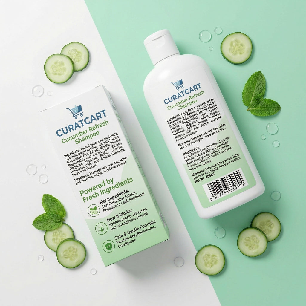 CURAT CART Cucumber Refresh Shampoo - Texture, Swatch & Consistency | fast dispatch across India from Curat Cart
