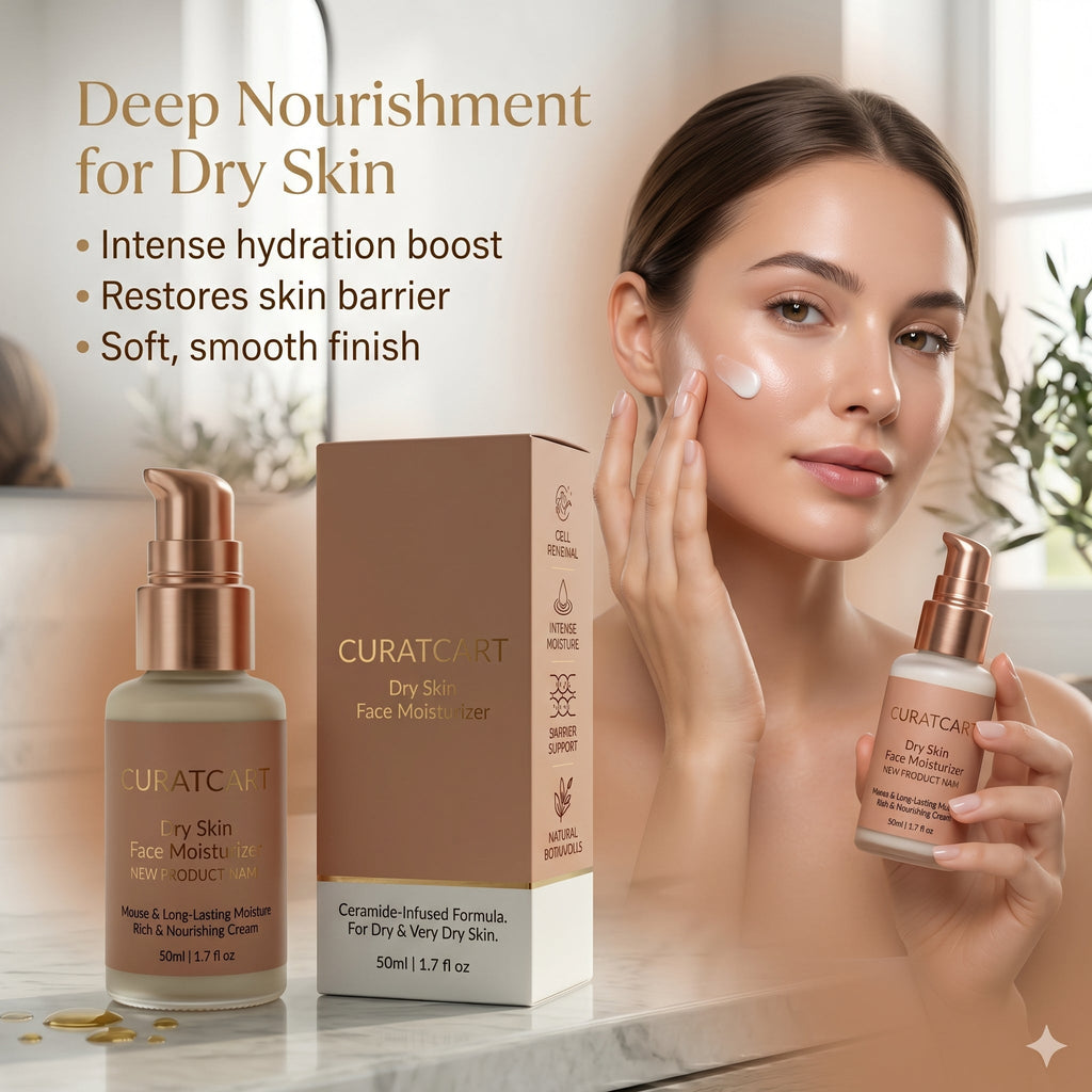 CURAT CART Dry Skin Moisturizer - Back Label & Ingredients Details | buy 100% authentic product online in India via Curat Car