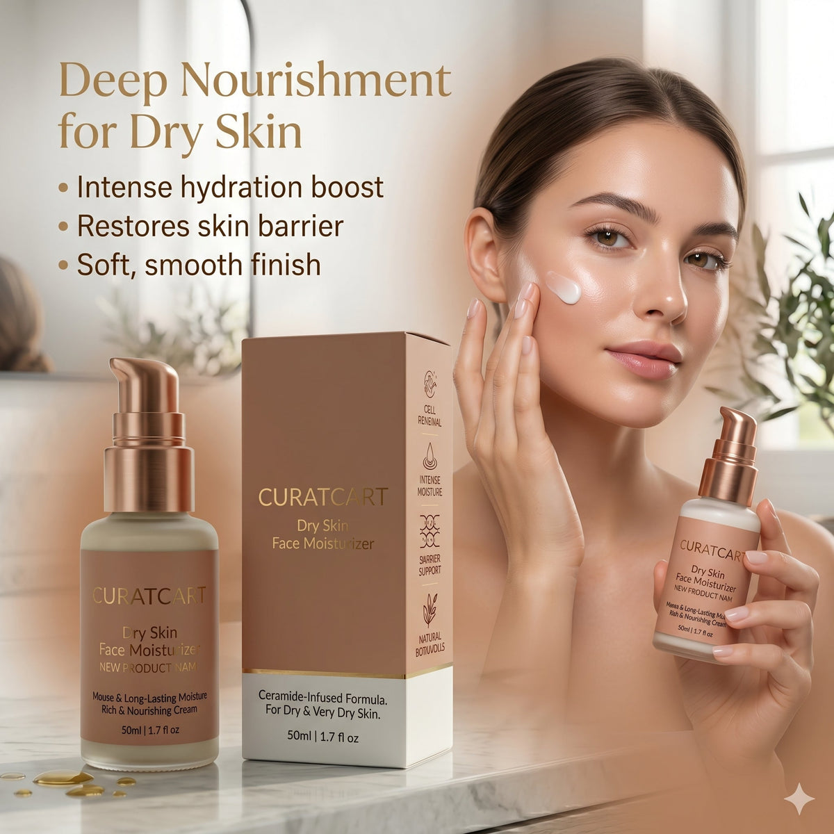 CURAT CART Dry Skin Moisturizer - Back Label & Ingredients Details | buy 100% authentic product online in India via Curat Car